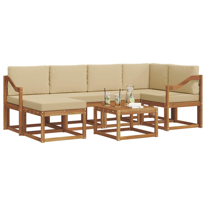 Udendørs sofagruppe med pude 7 pcs Naturlig og Beige