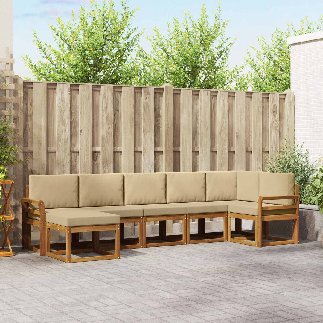 Udendørs sofagruppe med pude 7 pcs Naturlig og Beige