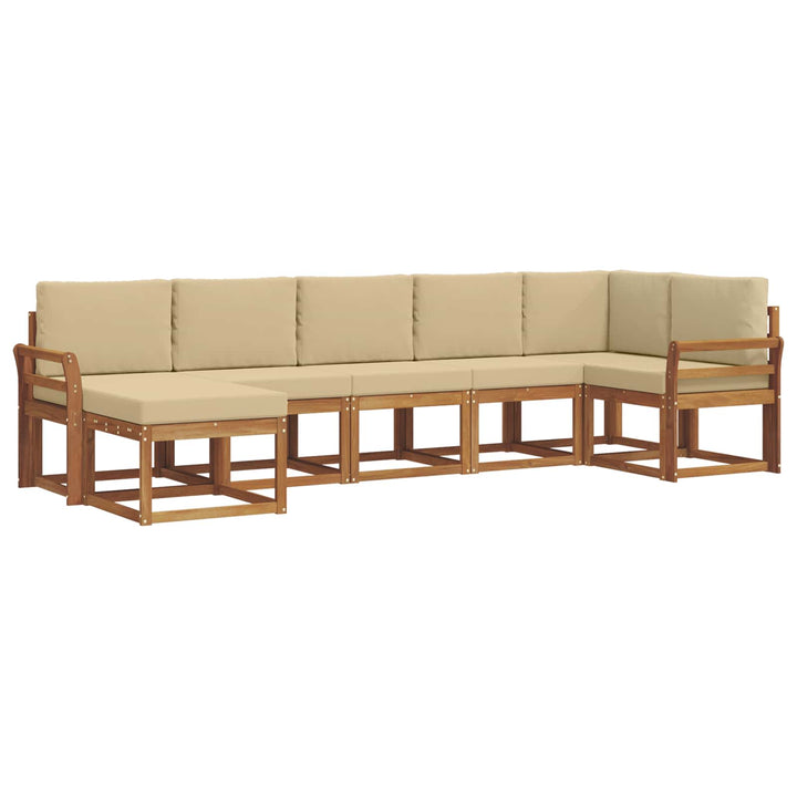 Udendørs sofagruppe med pude 7 pcs Naturlig og Beige