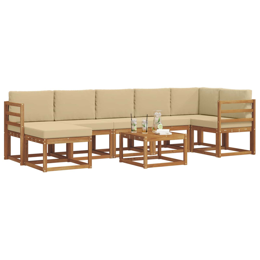 Udendørs sofagruppe med pude 8 pcs Naturlig og Beige