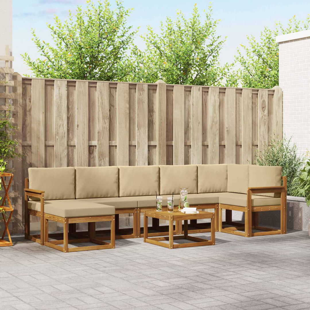 Udendørs sofagruppe med pude 8 pcs Naturlig og Beige
