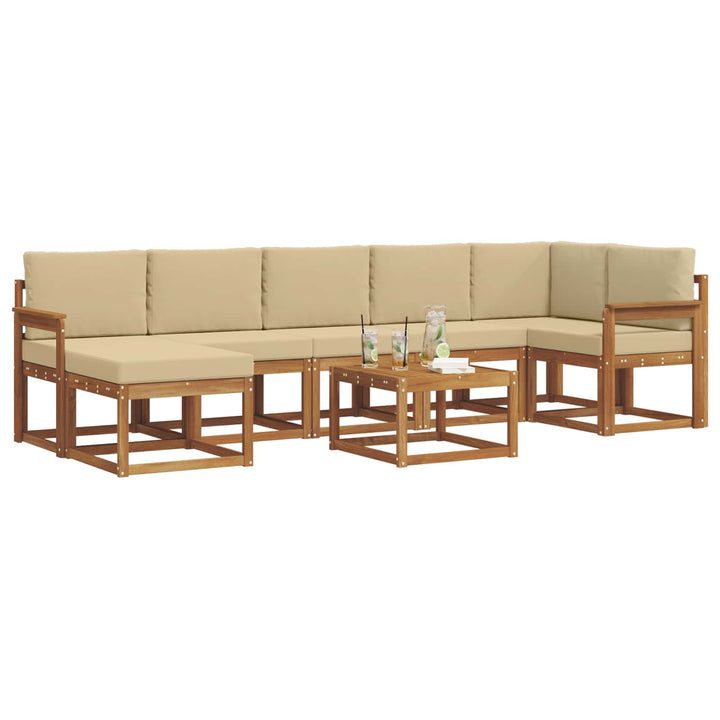 Udendørs sofagruppe med pude 8 pcs Naturlig og Beige
