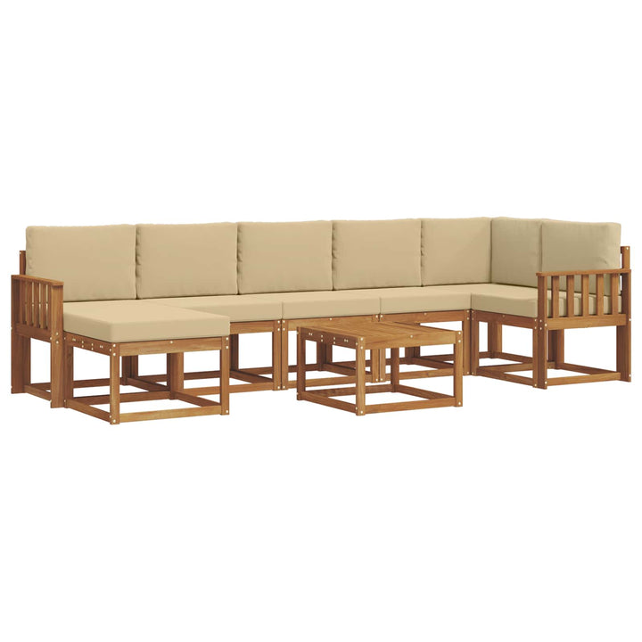 Udendørs sofagruppe med pude 8 pcs Naturlig og Beige