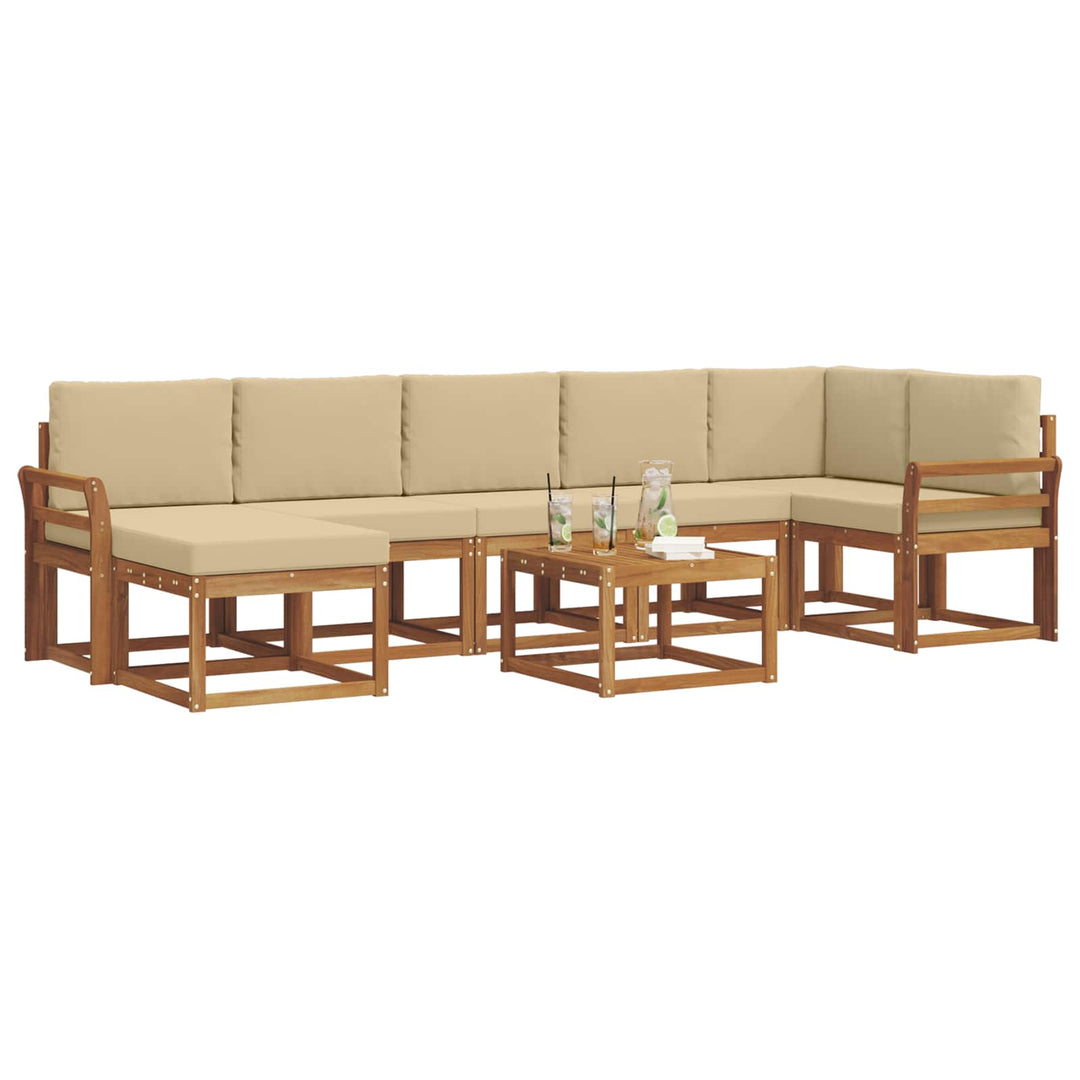 Udendørs sofagruppe med pude 8 pcs Naturlig og Beige
