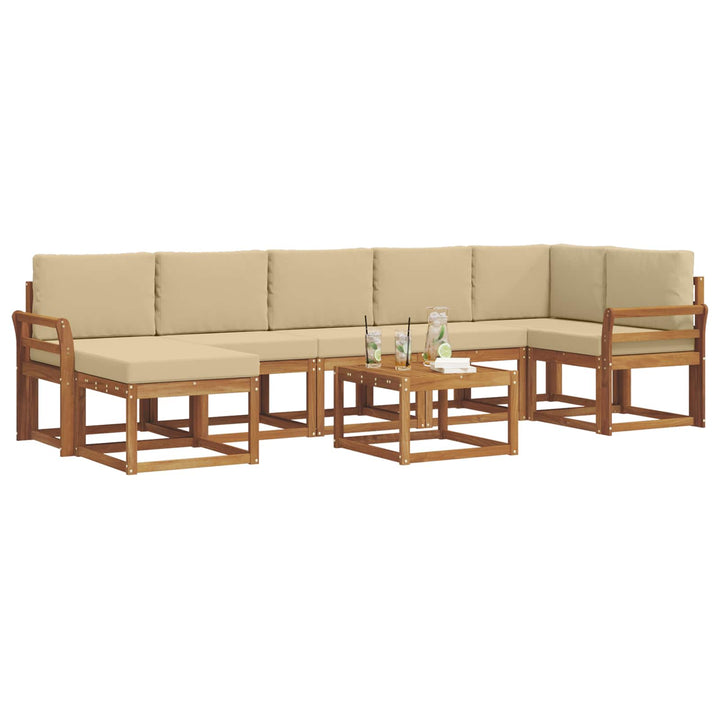 Udendørs sofagruppe med pude 8 pcs Naturlig og Beige