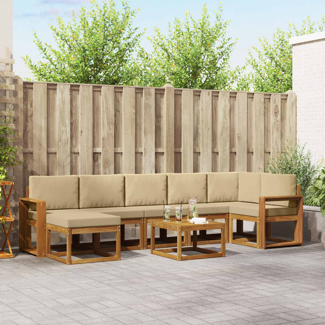 Udendørs sofagruppe med pude 8 pcs Naturlig og Beige