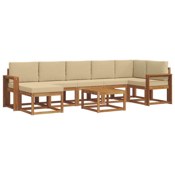 Udendørs sofagruppe med pude 8 pcs Naturlig og Beige