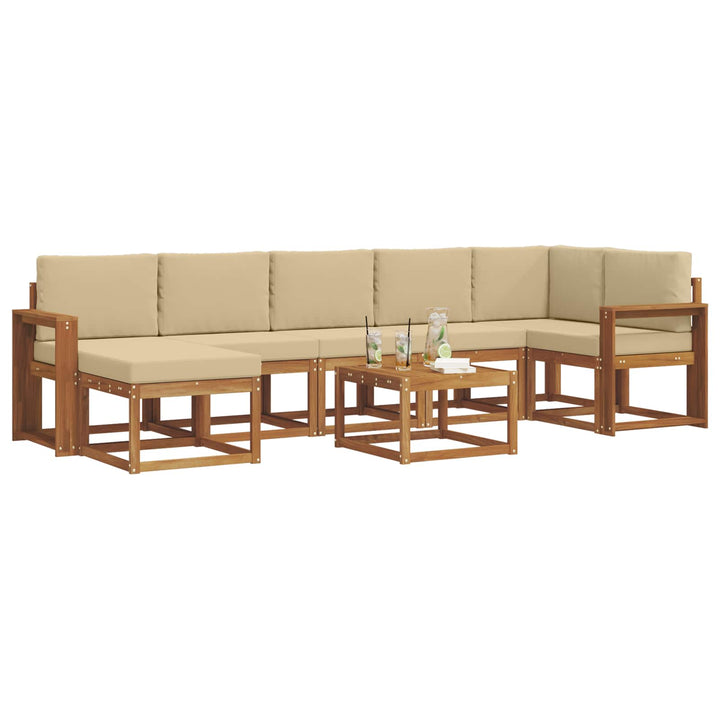 Udendørs sofagruppe med pude 8 pcs Naturlig og Beige