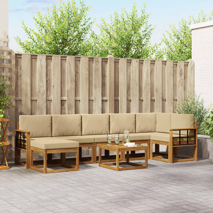 Udendørs sofagruppe med pude 8 pcs Naturlig og Beige