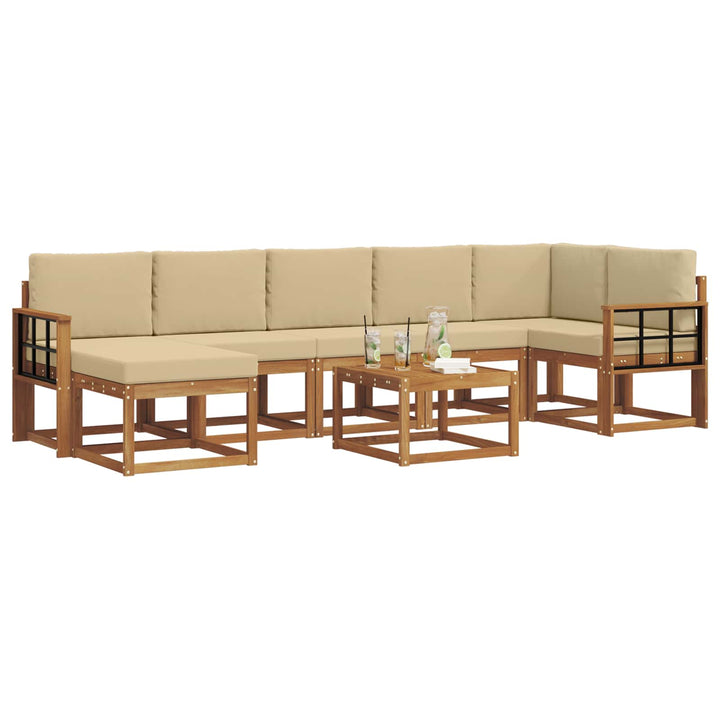 Udendørs sofagruppe med pude 8 pcs Naturlig og Beige