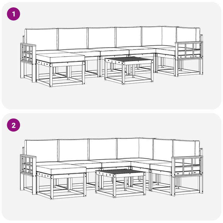 Udendørs sofagruppe med pude 8 pcs Naturlig og Beige