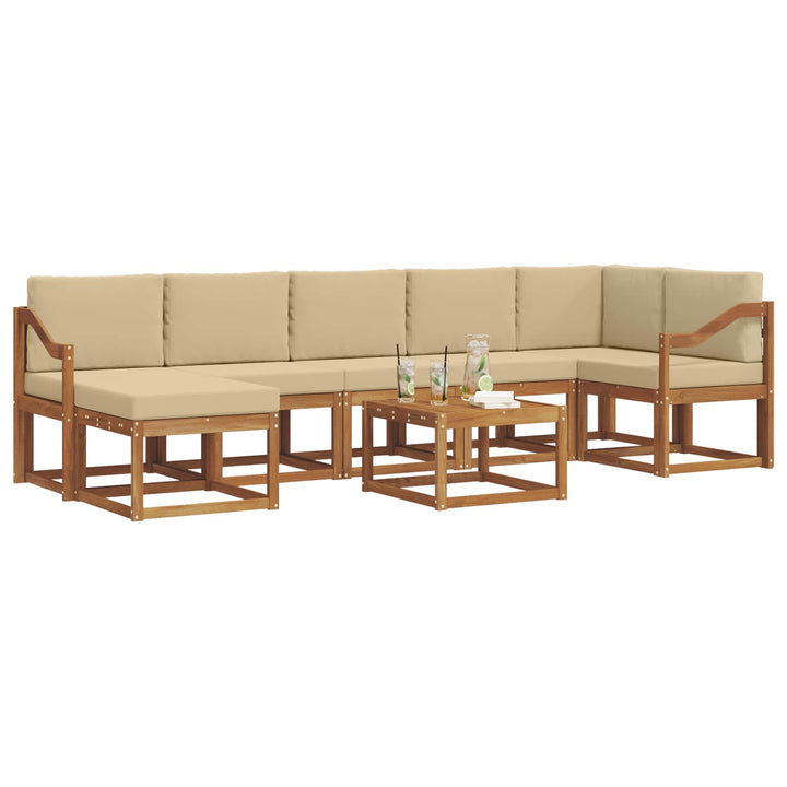 Udendørs sofagruppe med pude 8 pcs Naturlig og Beige
