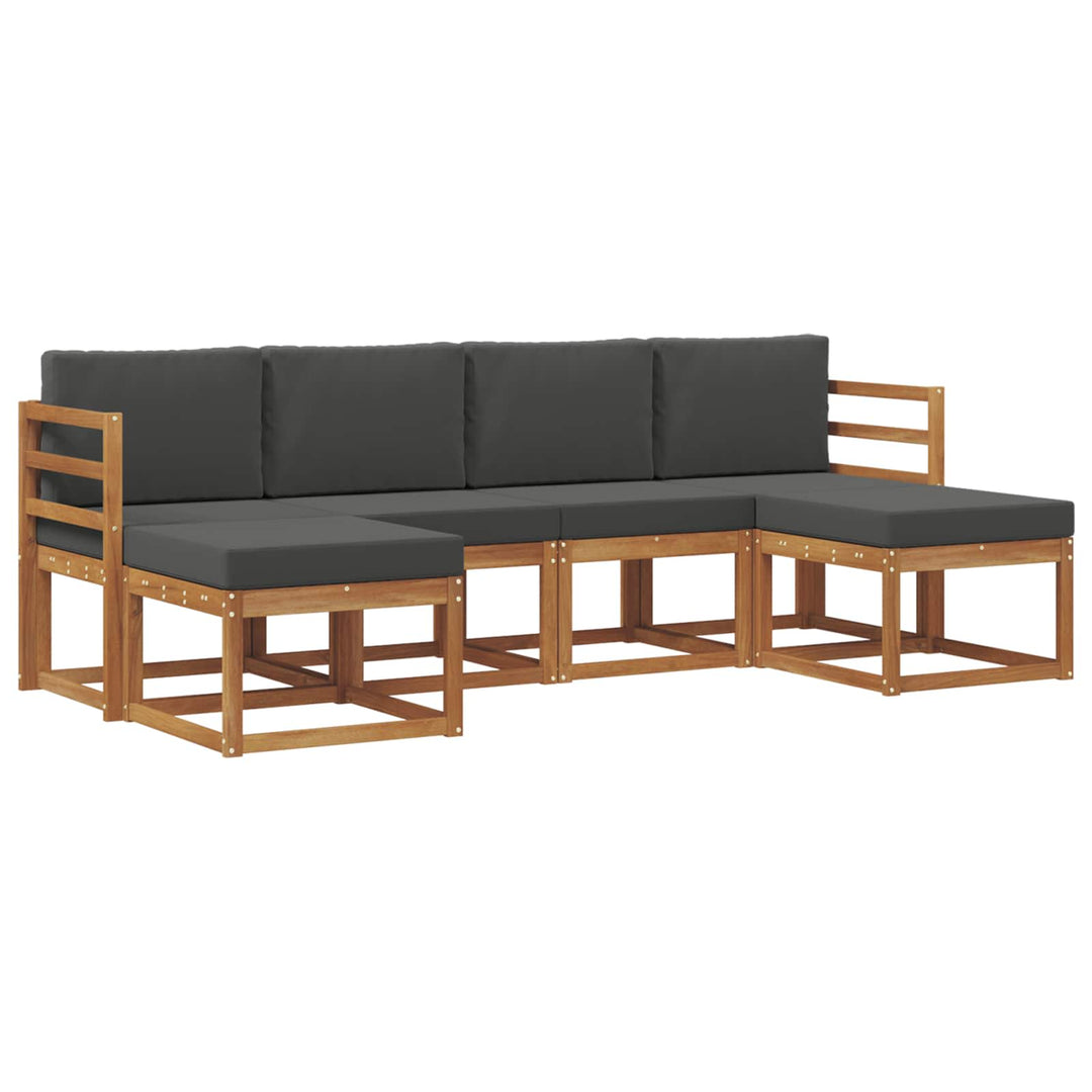 Udendørs sofagruppe 6 pcs Naturlig og Antracit Konstrueret træ