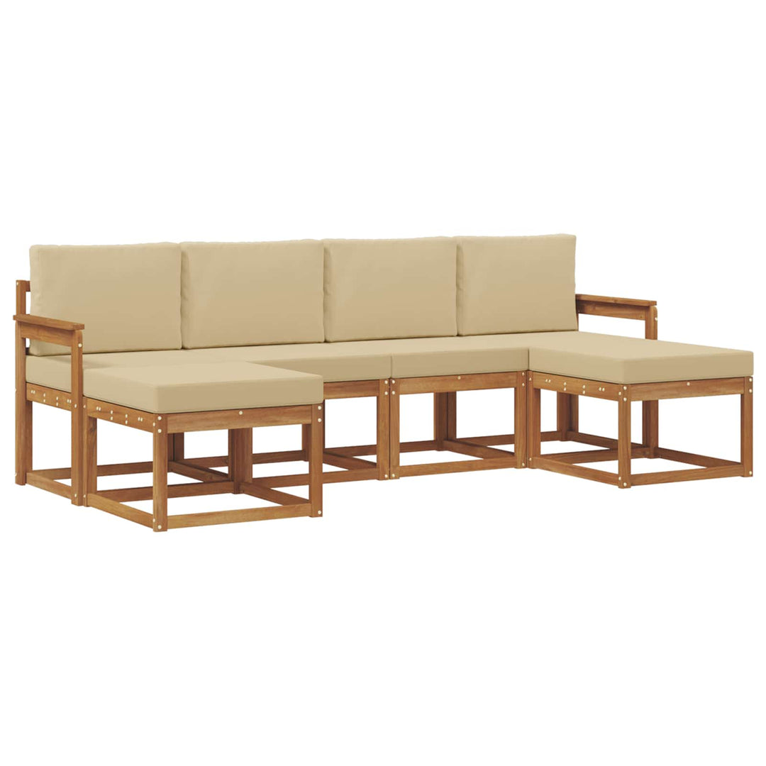 Udendørs sofagruppe 6 pcs Naturlig og Beige Konstrueret træ