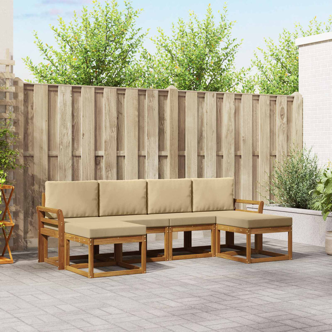 Udendørs sofagruppe 6 pcs Naturlig og Beige Konstrueret træ