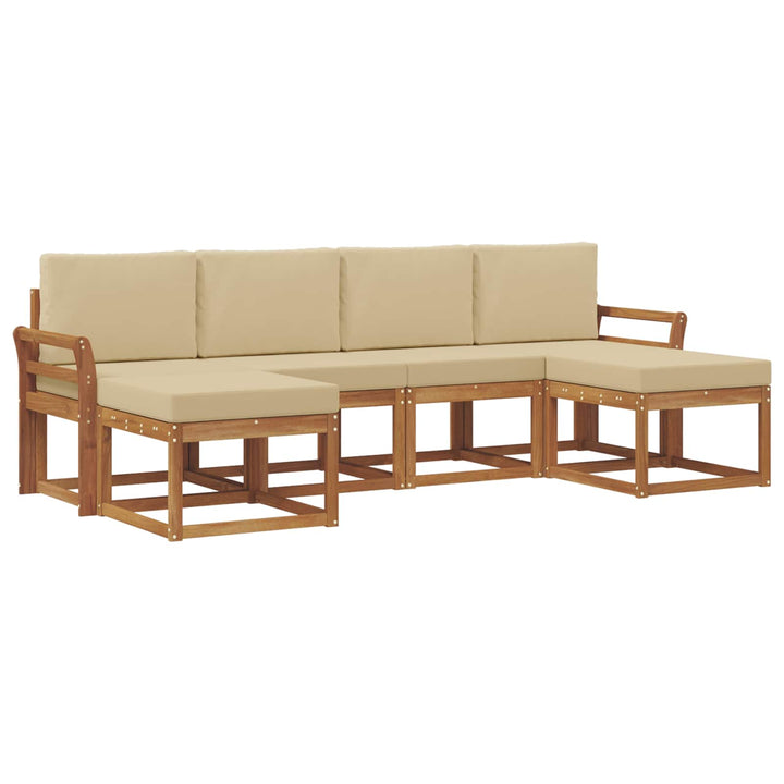 Udendørs sofagruppe 6 pcs Naturlig og Beige Konstrueret træ