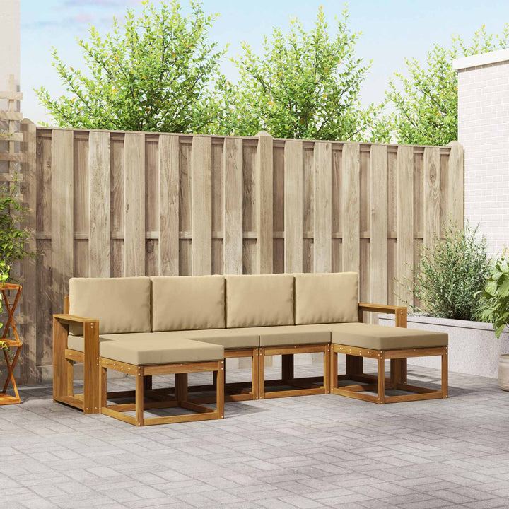 Udendørs sofagruppe 6 pcs Naturlig og Beige Konstrueret træ