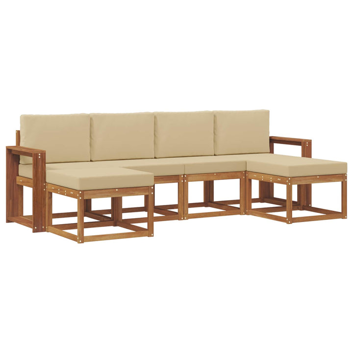 Udendørs sofagruppe 6 pcs Naturlig og Beige Konstrueret træ