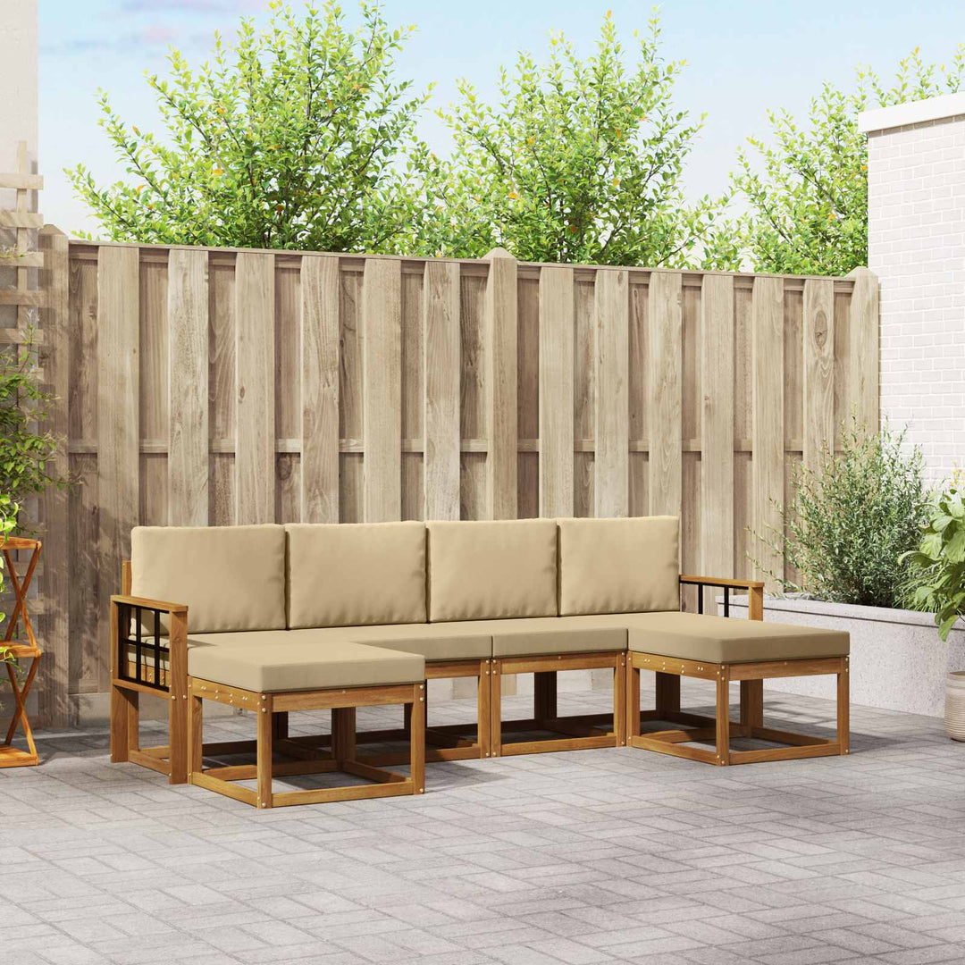 Udendørs sofagruppe 6 pcs Naturlig og Beige Konstrueret træ