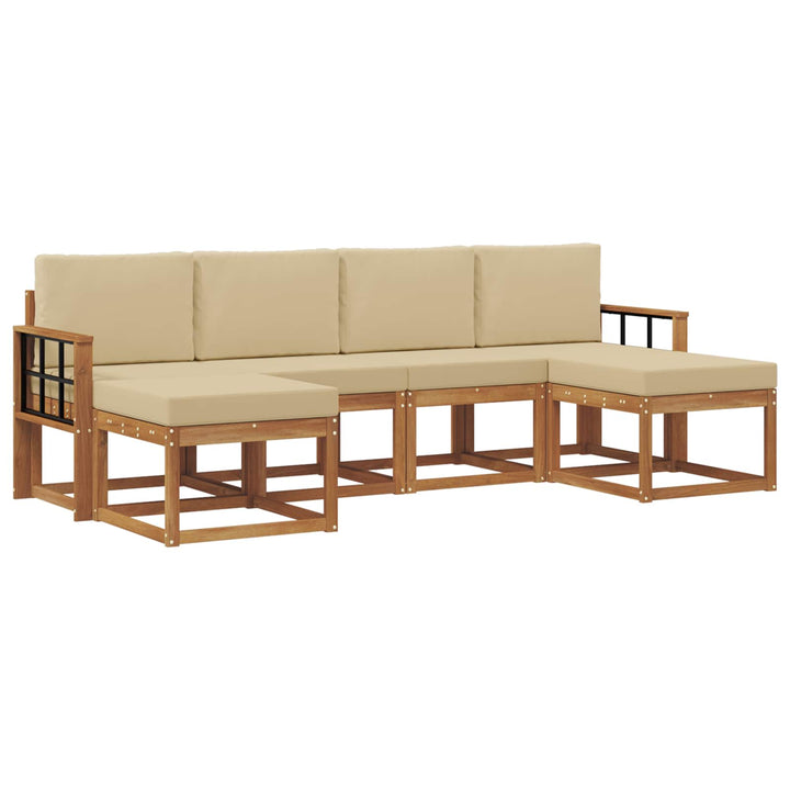 Udendørs sofagruppe 6 pcs Naturlig og Beige Konstrueret træ