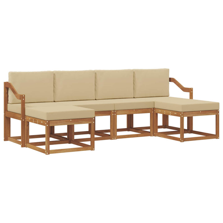 Udendørs sofagruppe 6 pcs Naturlig og Beige Konstrueret træ