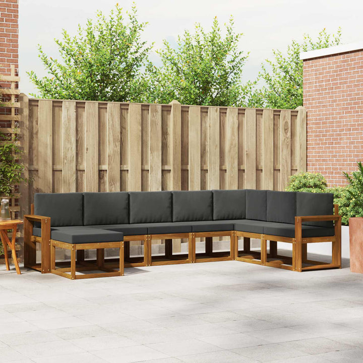 Udendørs sofagruppe med pude 8 pcs Naturlig og Antracit