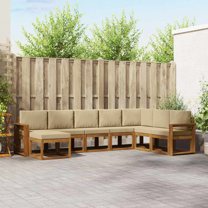 Udendørs sofagruppe med pude 8 pcs Naturlig og Beige