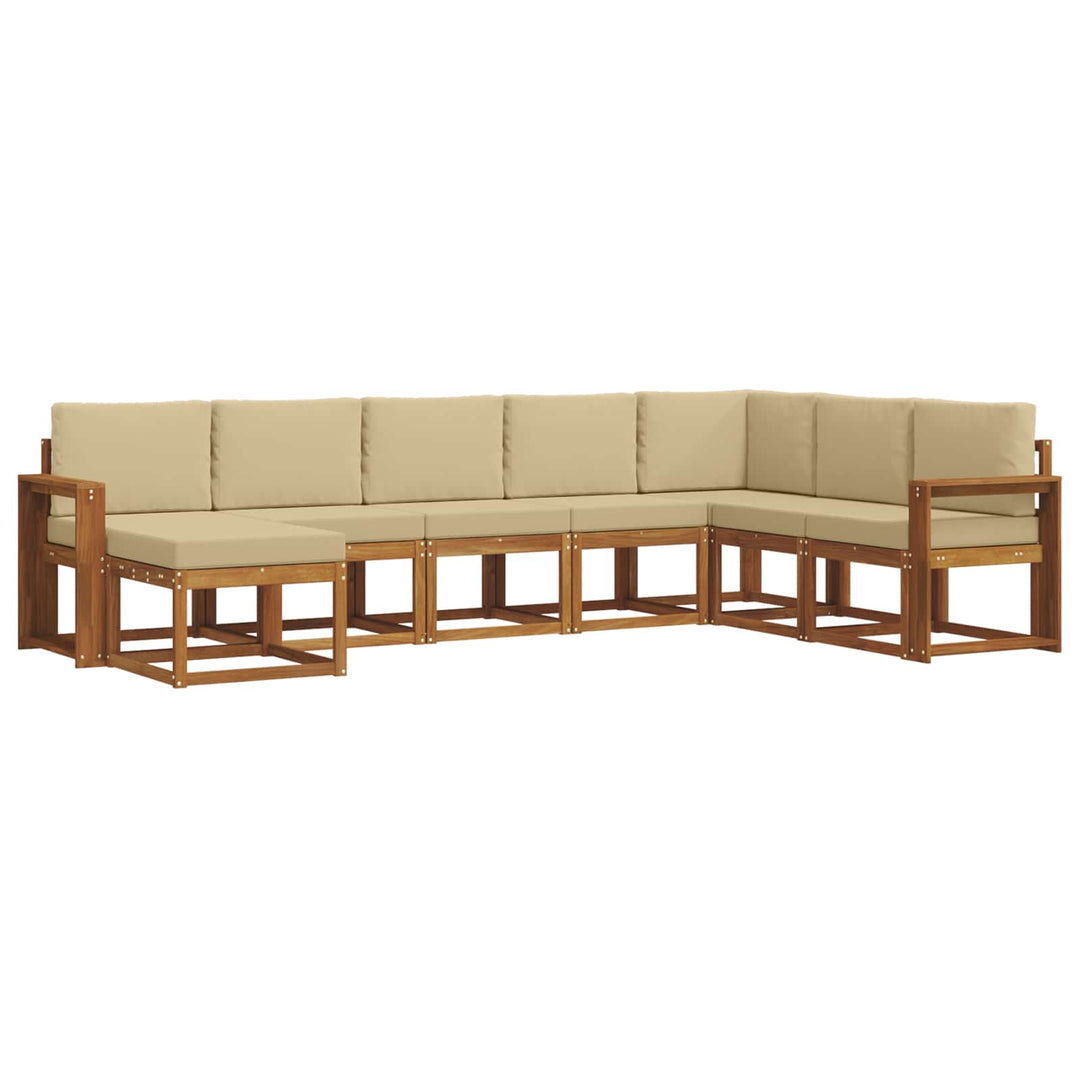 Udendørs sofagruppe med pude 8 pcs Naturlig og Beige