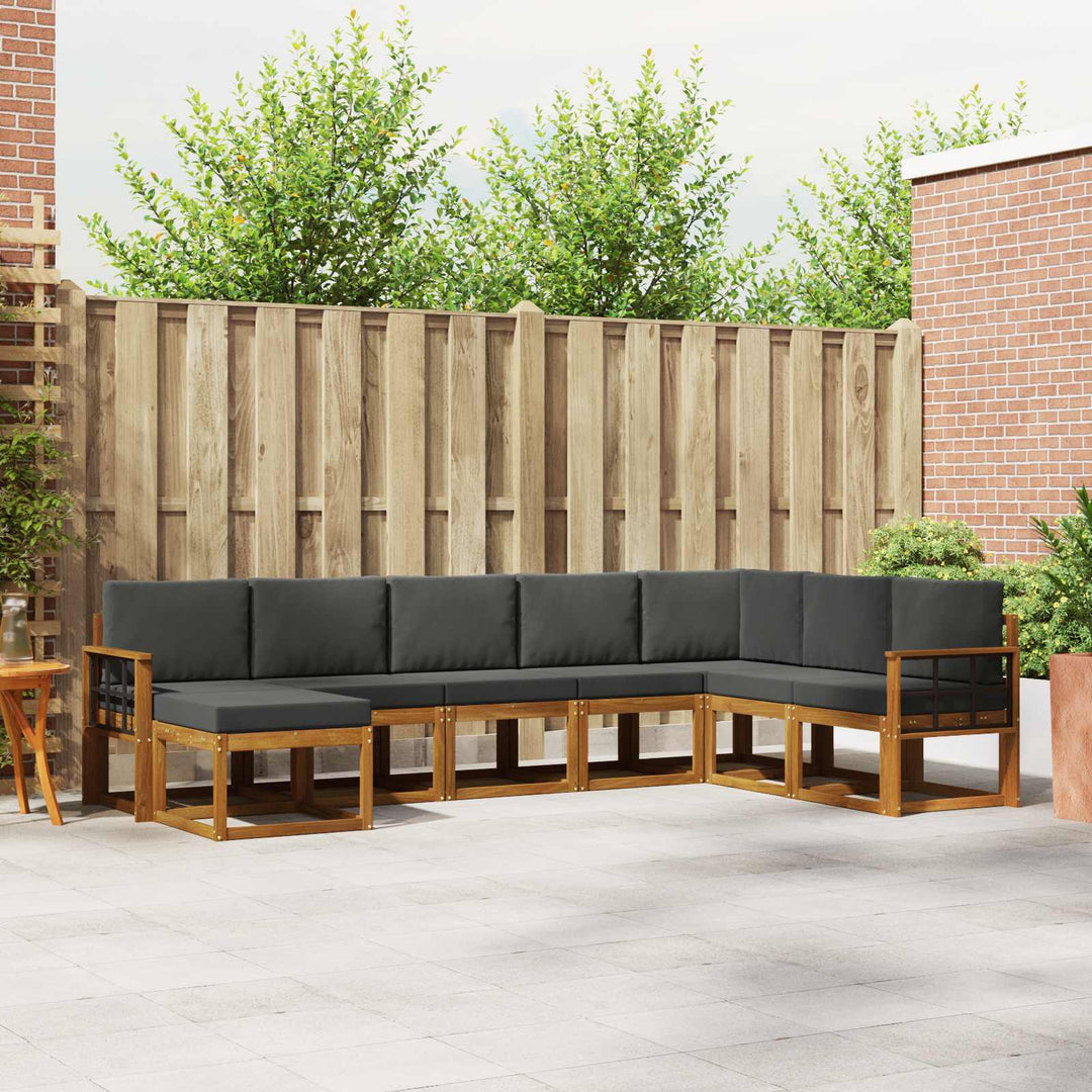 Udendørs sofagruppe med pude 8 pcs Naturlig og Antracit