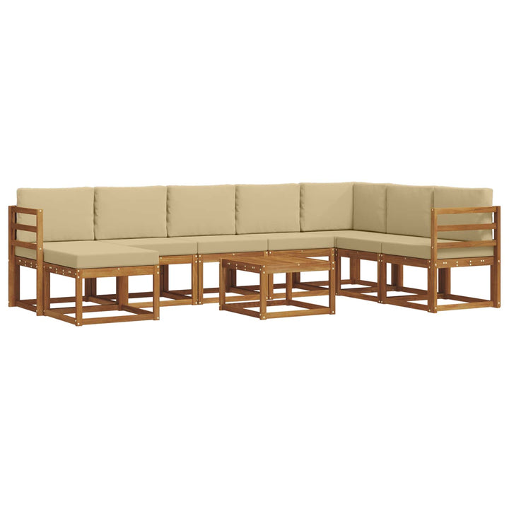 Udendørs sofagruppe med pude 9 pcs Naturlig og Beige