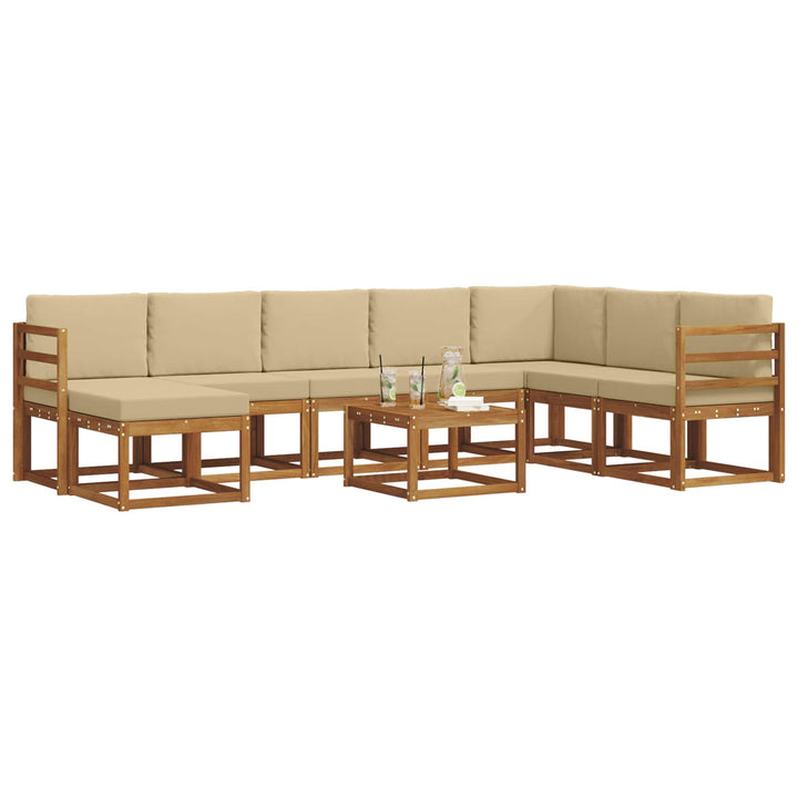 Udendørs sofagruppe med pude 9 pcs Naturlig og Beige