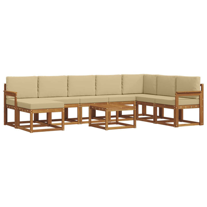Udendørs sofagruppe med pude 9 pcs Naturlig og Beige