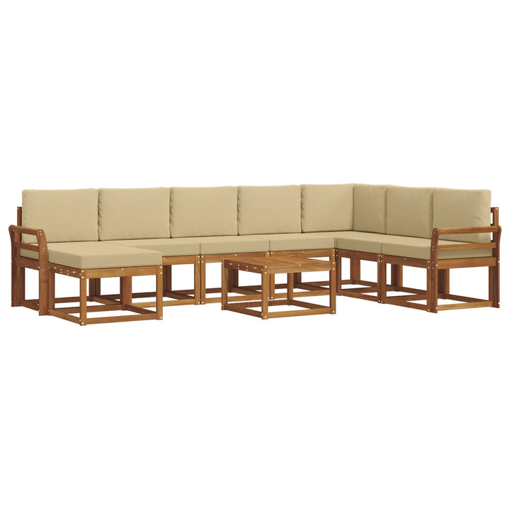 Udendørs sofagruppe med pude 9 pcs Naturlig og Beige