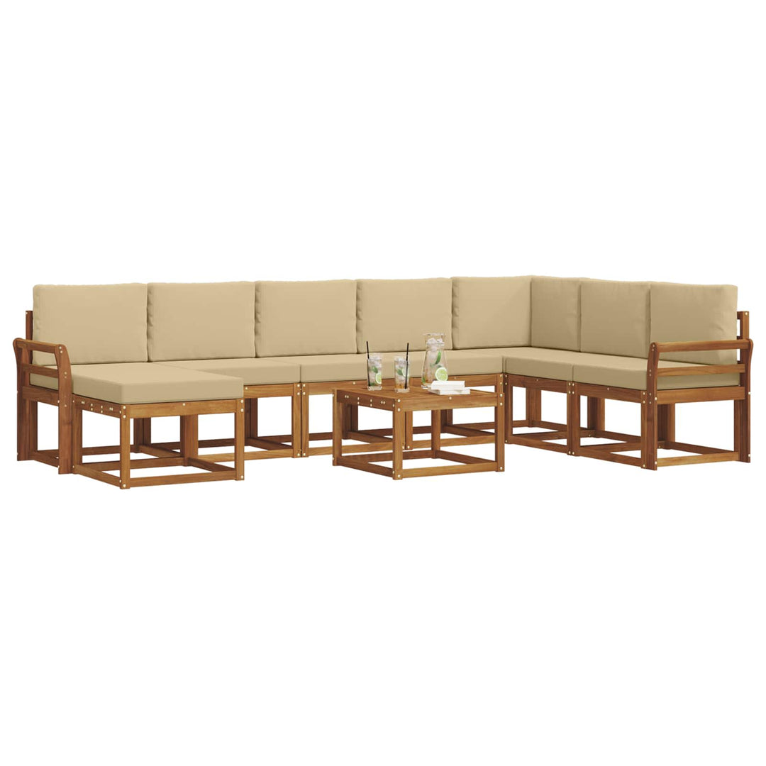 Udendørs sofagruppe med pude 9 pcs Naturlig og Beige