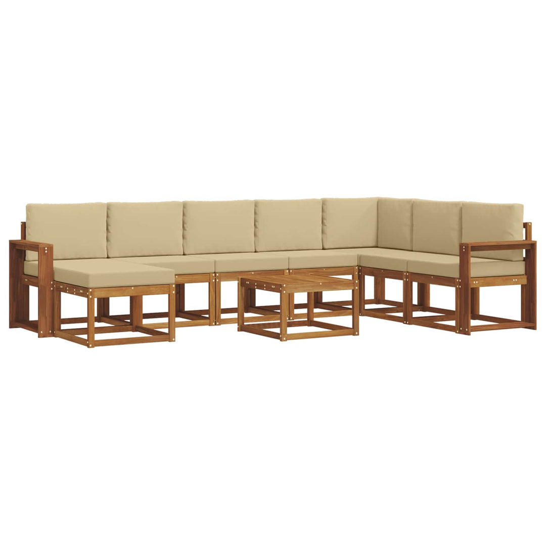 Udendørs sofagruppe med pude 9 pcs Naturlig og Beige