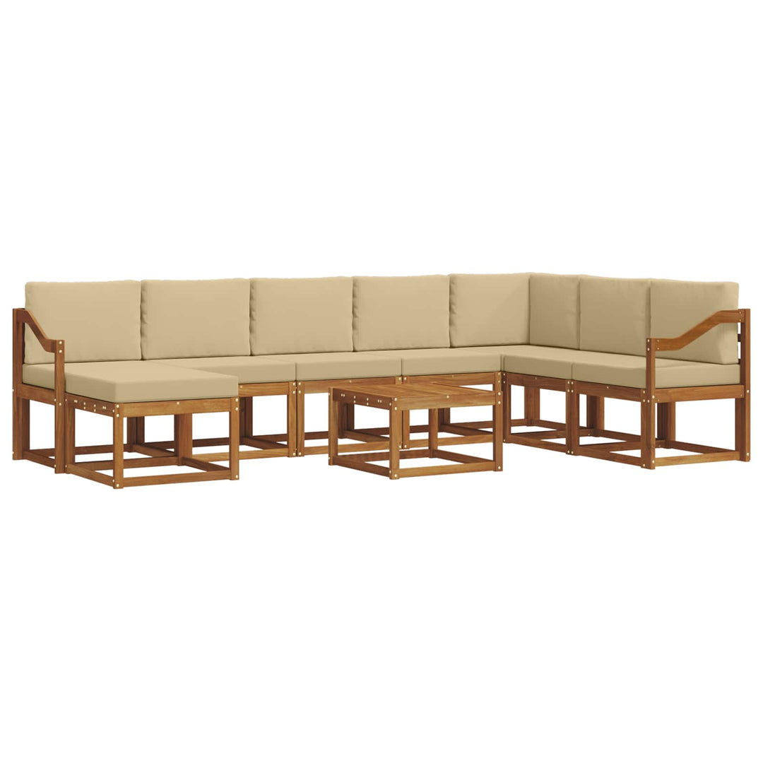 Udendørs sofagruppe med pude 9 pcs Naturlig og Beige