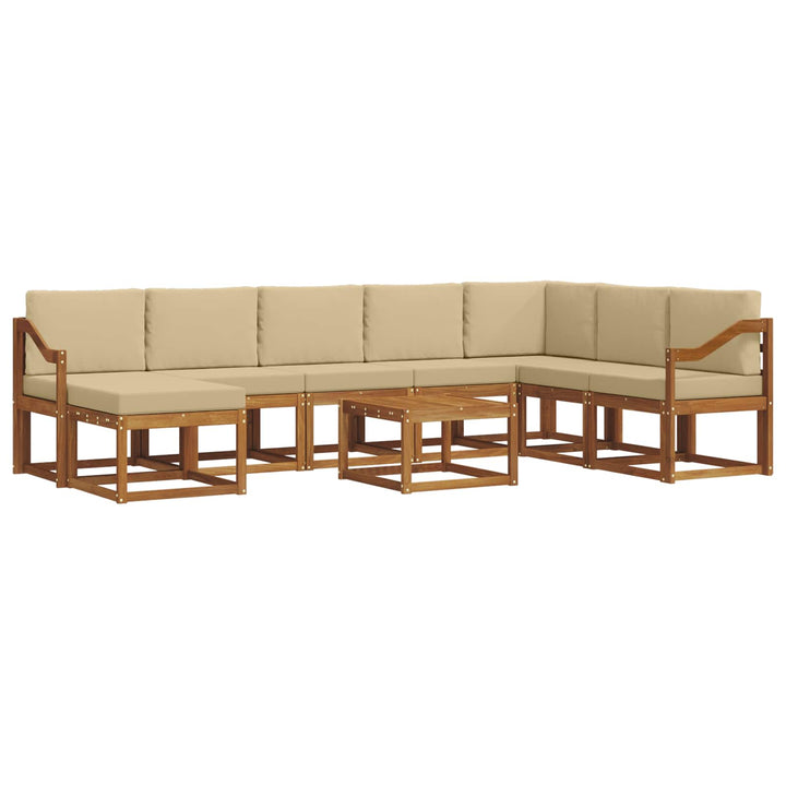 Udendørs sofagruppe med pude 9 pcs Naturlig og Beige