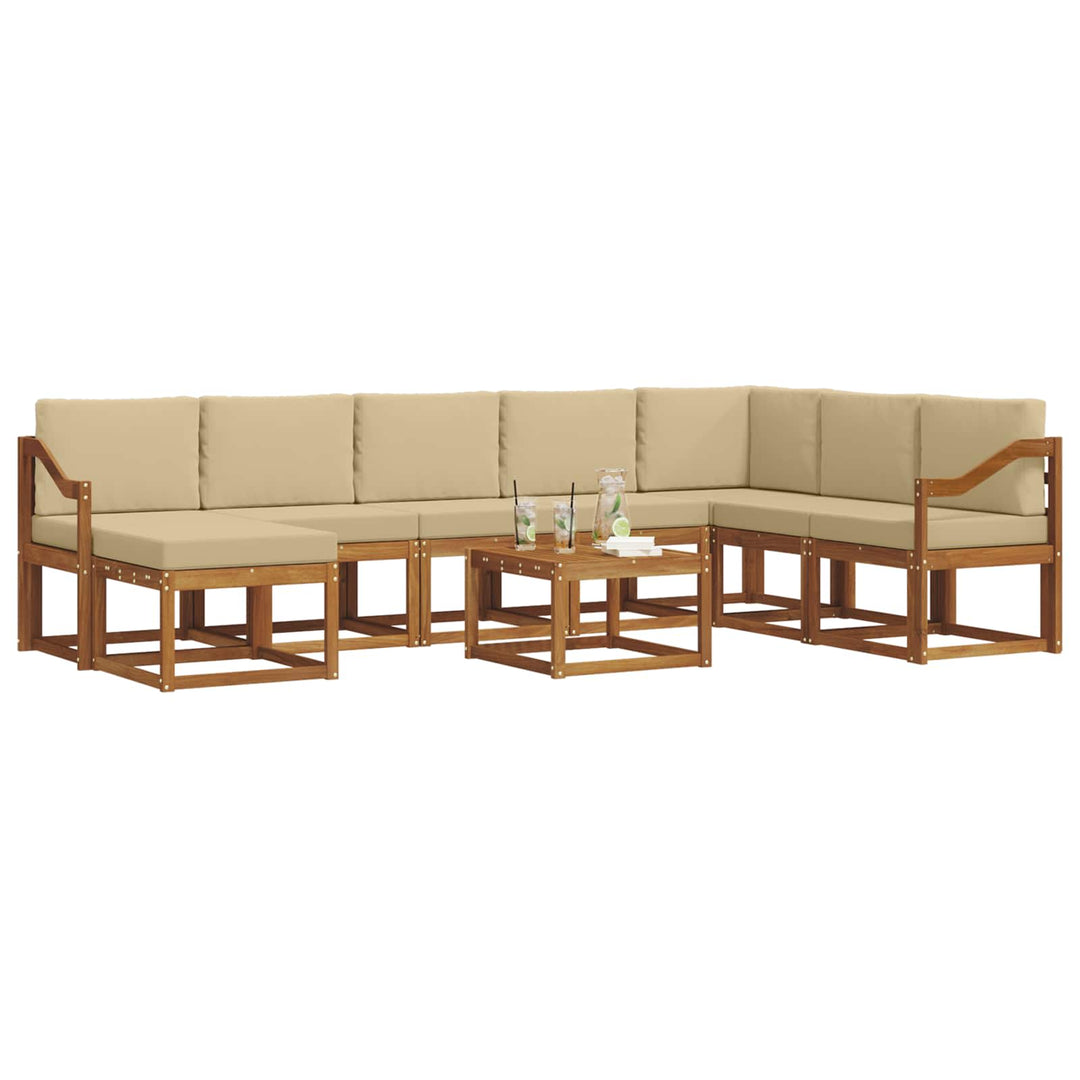 Udendørs sofagruppe med pude 9 pcs Naturlig og Beige