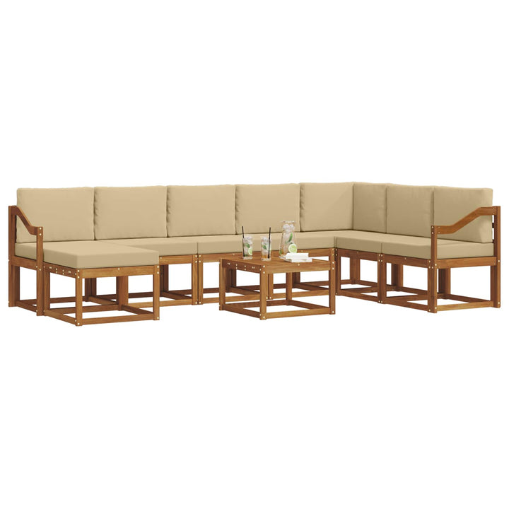 Udendørs sofagruppe med pude 9 pcs Naturlig og Beige