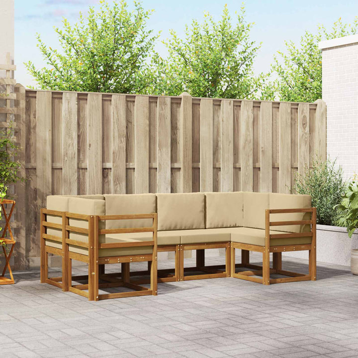 Udendørs sofagruppe med pude 6 pcs Naturlig og Beige