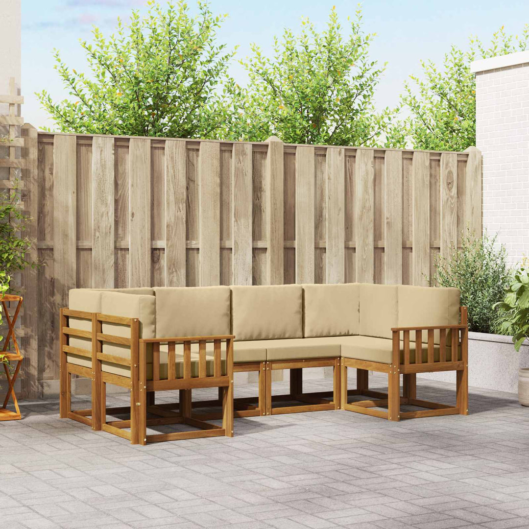 Udendørs sofagruppe med pude 6 pcs Naturlig og Beige