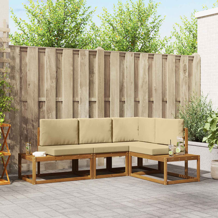 Udendørs sofagruppe med pude 4 Stk Naturlig og Beige