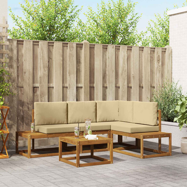 Udendørs sofagruppe med pude 5 Stk Naturlig og Beige
