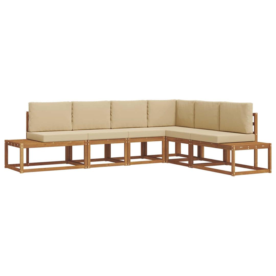 Udendørs sofagruppe med pude 6 Stk Naturlig og Beige