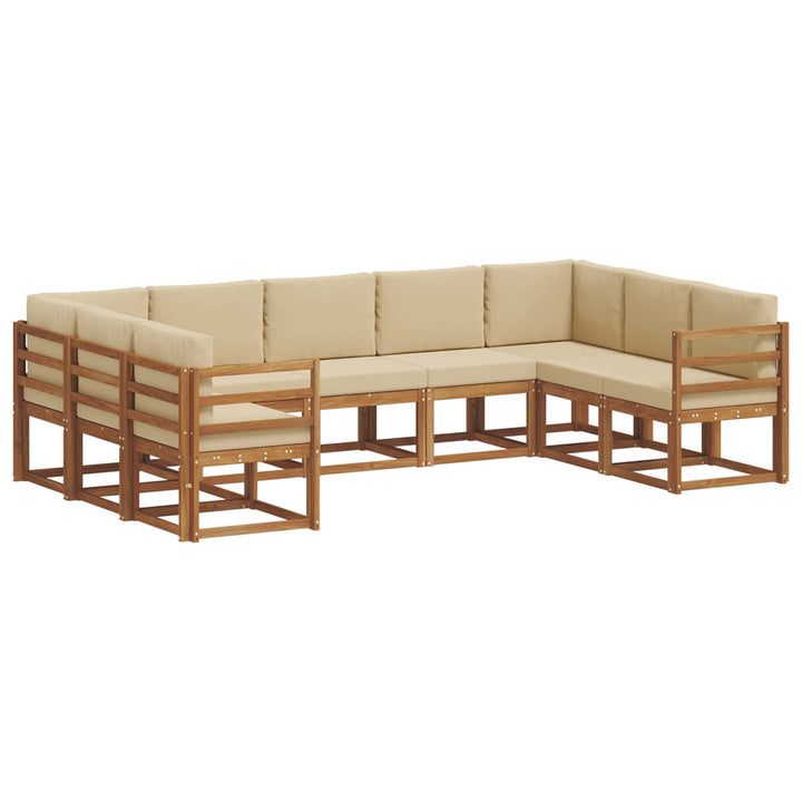 Udendørs sofagruppe med pude 9 pcs Naturlig og Beige