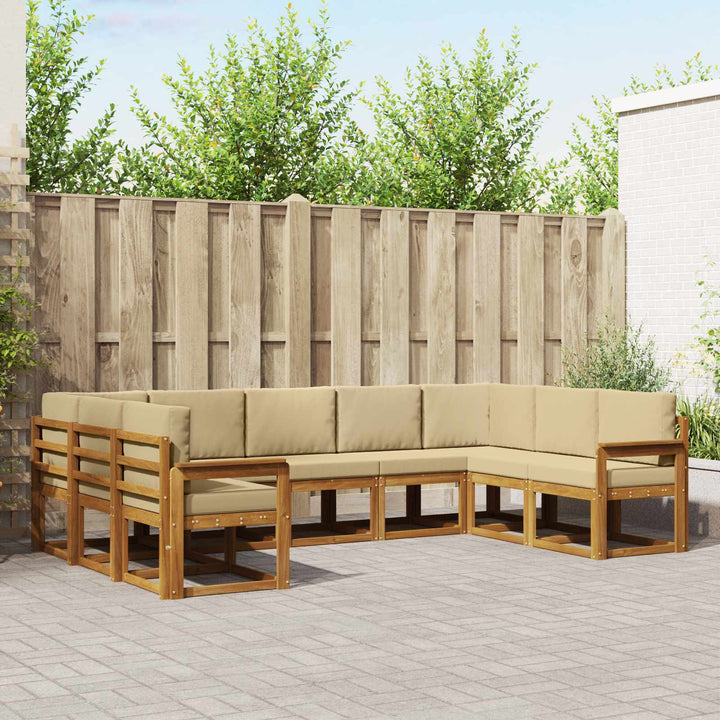 Udendørs sofagruppe med pude 9 pcs Naturlig og Beige