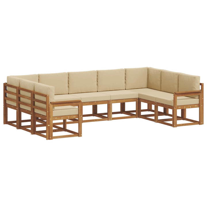 Udendørs sofagruppe med pude 9 pcs Naturlig og Beige