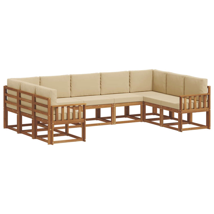 Udendørs sofagruppe med pude 9 pcs Naturlig og Beige