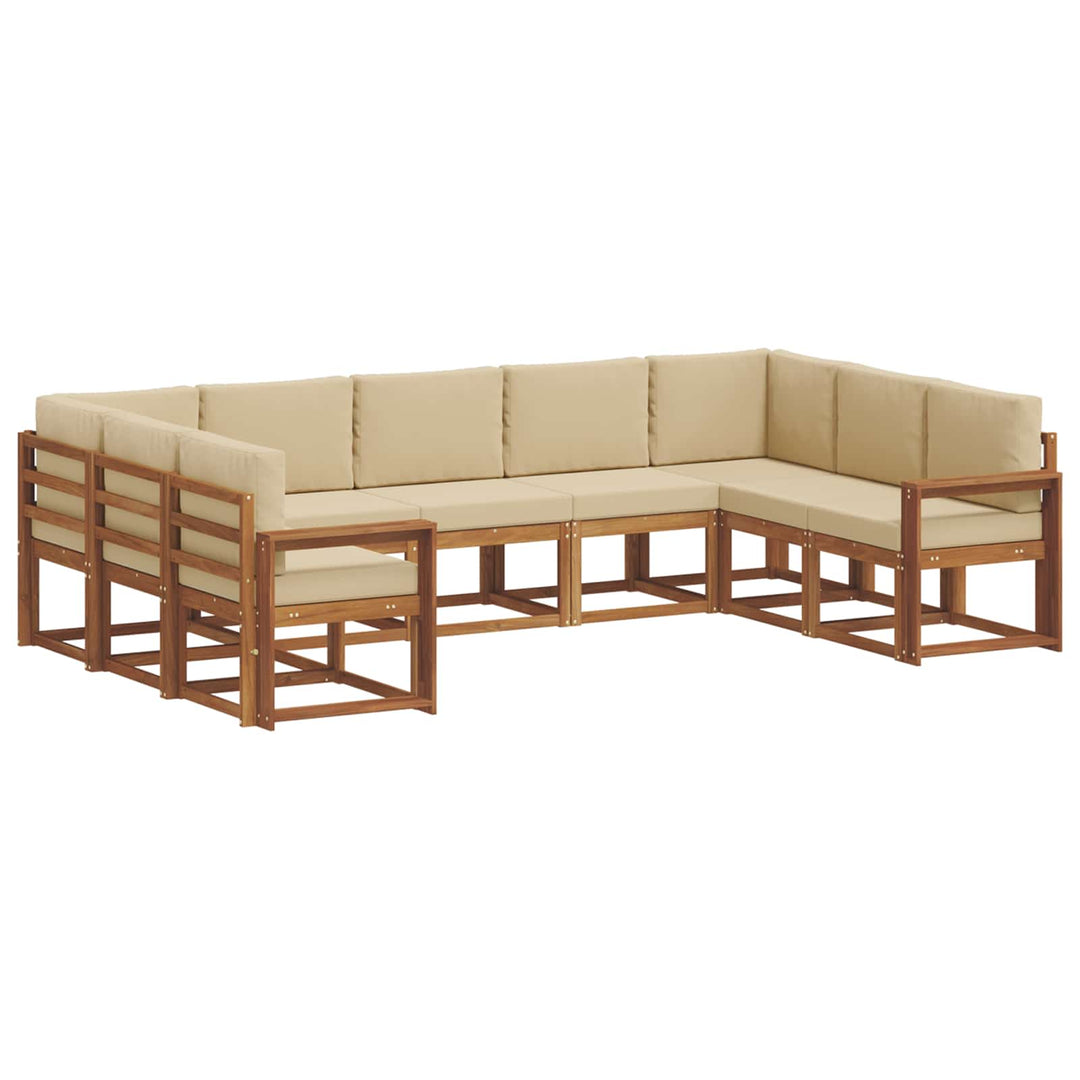 Udendørs sofagruppe med pude 9 pcs Naturlig og Beige