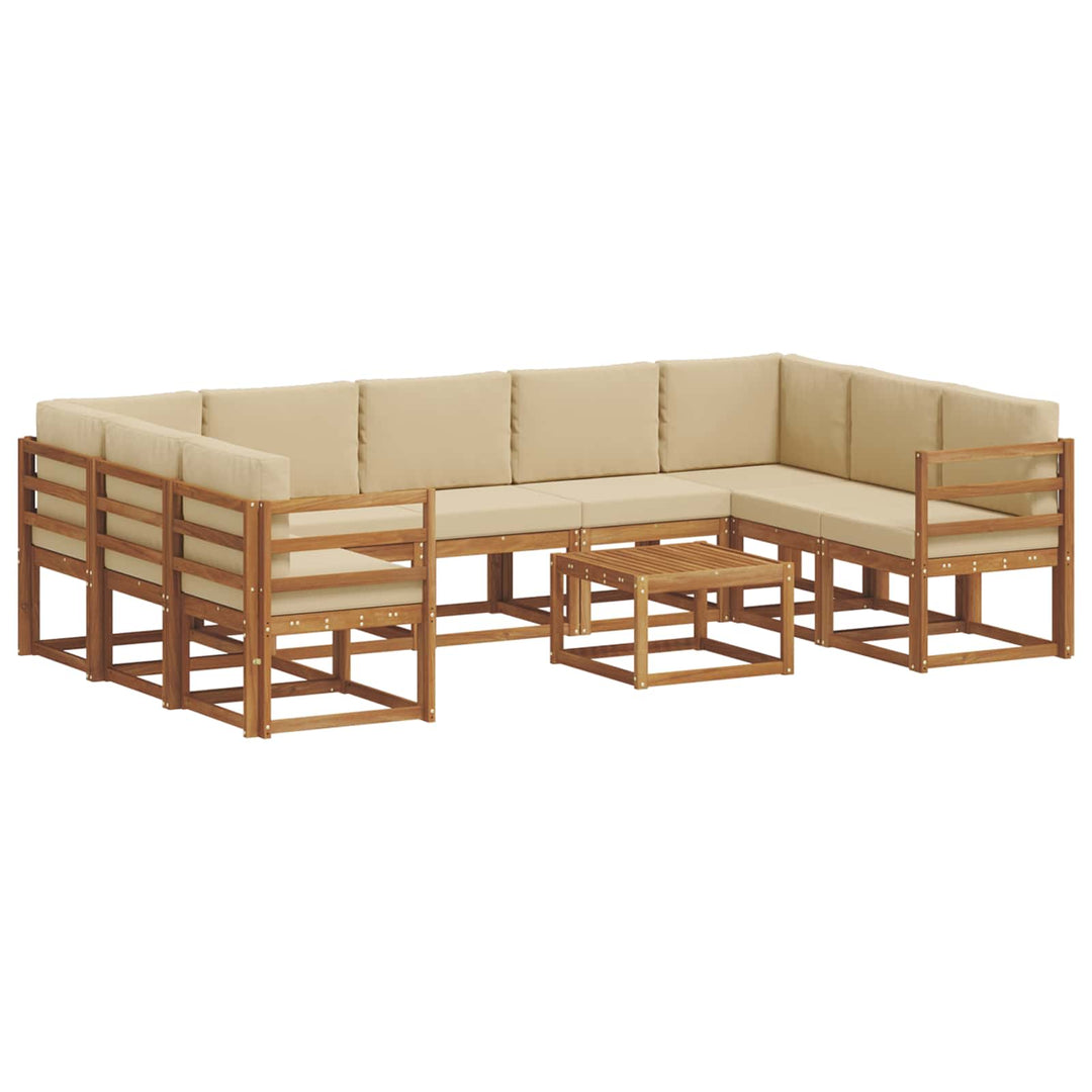 Udendørs sofagruppe med pude 10 pcs Naturlig og Beige